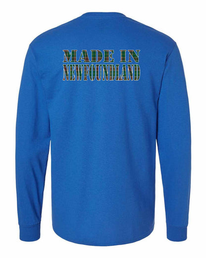 Made In Newfoundland ( Tartan Lettering) Left Chest and Back Long Sleeve