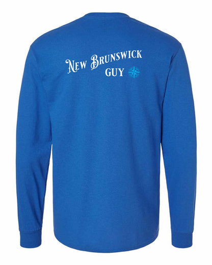 New Brunswick Guy blue Left Chest and Back Long Sleeve Tee