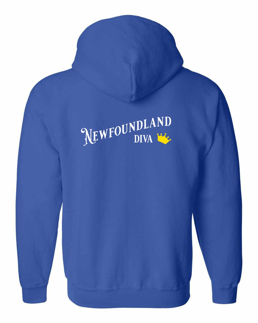 Newfoundland Diva Left Chest and Back Zip Hoodie