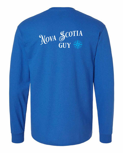 Nova Scotia Guy blue Left Chest and Back Long Sleeve Tee
