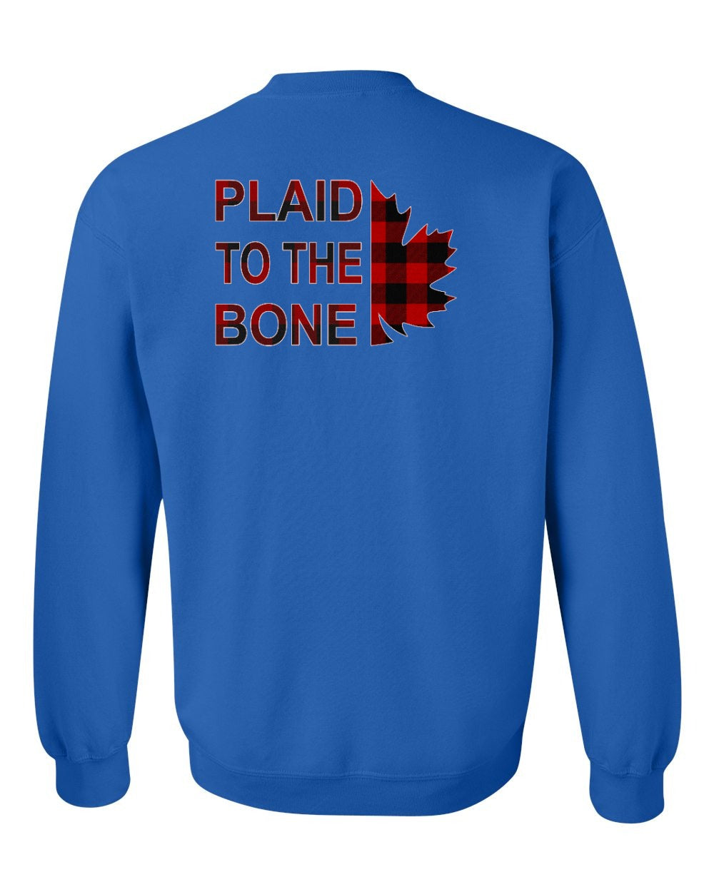 Plaid to the Bone Stacked Leaf Left Chest and Back Crewneck
