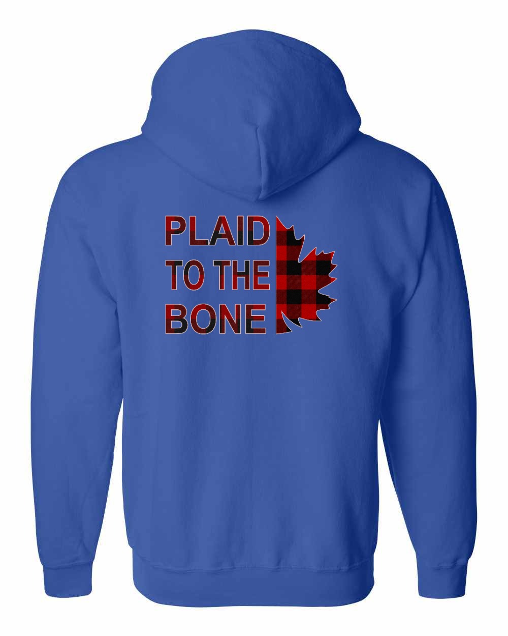 Plaid to the Bone Stacked Leaf Left Chest and Back Zip Hoodie - Gildan Canada (sewn Internationally) - Unisex
