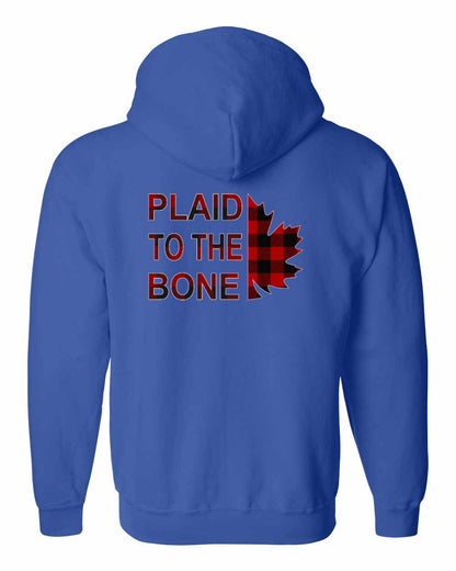 Plaid to the Bone Stacked Leaf Left Chest and Back Zip Hoodie - Gildan Canada (sewn Internationally)