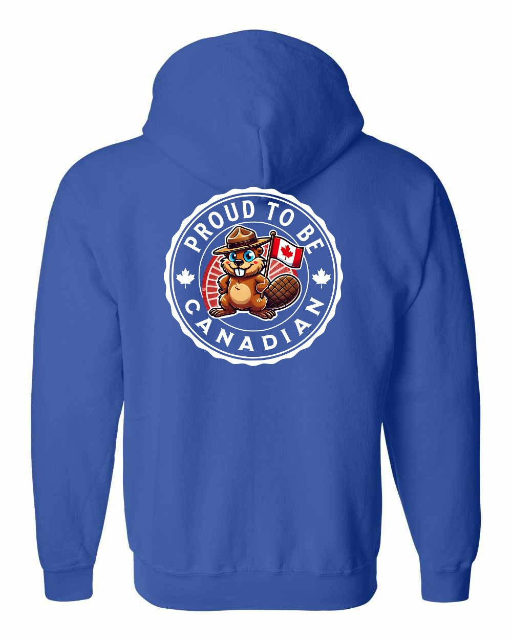 Proud to be Canadian Beaver Left Chest and Back Zip Hoodie - Gildan Canada (sewn Internationally) - Unisex