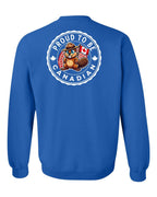 Proud to be Canadian Beaver Left Chest and Back Crewneck Sweatshirt - Gildan Canada (sewn Internationally) - Unisex