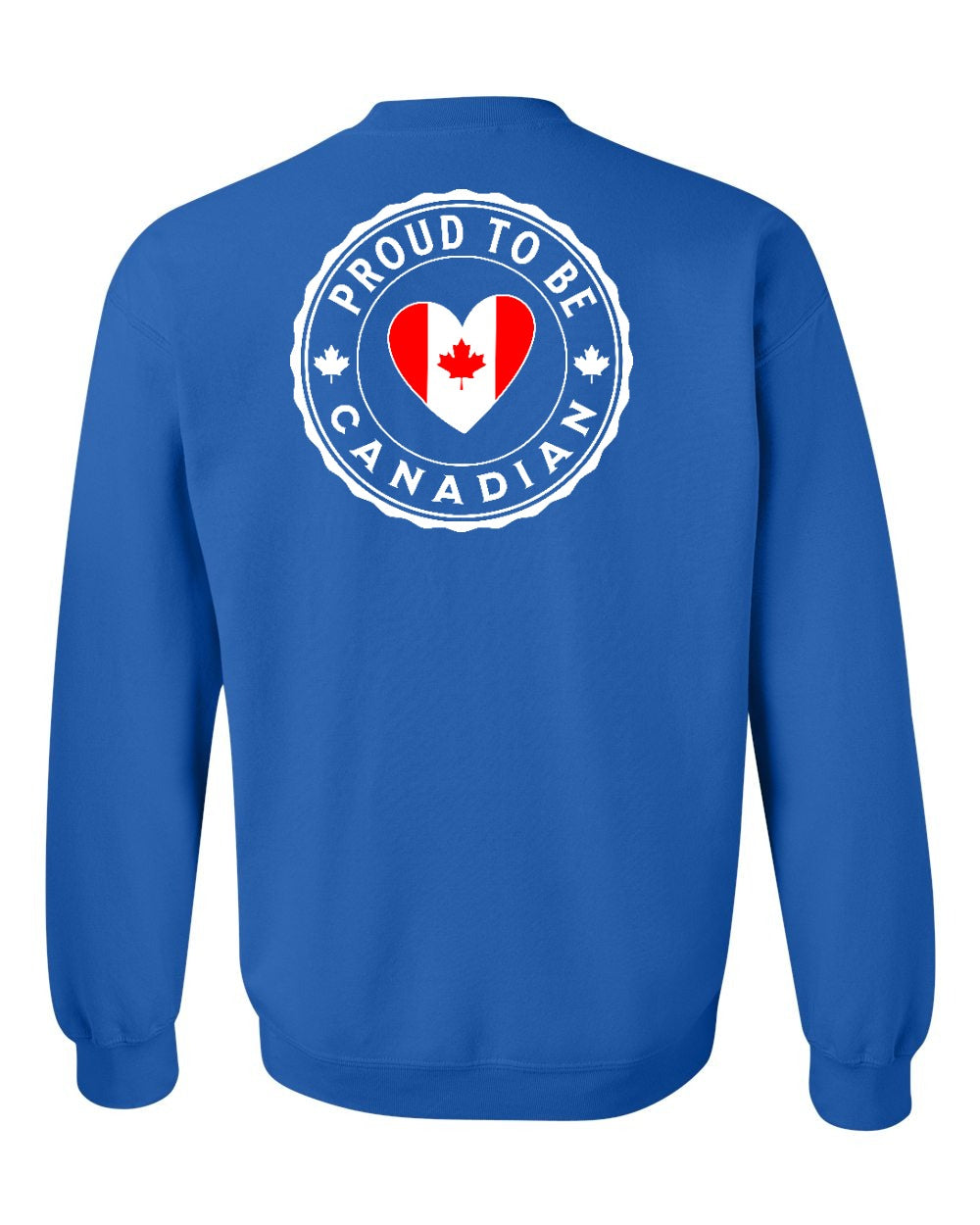 Proud to be Canadian Heart Flag Left Chest and Back Crewneck Sweatshirt - Gildan Canada (sewn Internationally) - Unisex