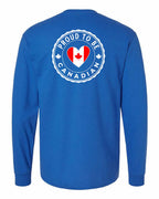 Proud to be Canadian Heart Flag Left Chest and Back Long Sleeve - Gildan Canada (sewn Internationally) - Unisex
