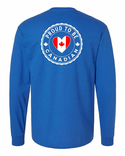 Proud to be Canadian Heart Flag Left Chest and Back Long Sleeve