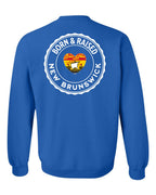 Born and Raised NB Heart Flag Left Chest & Back Crewneck Sweatshirt - Unisex