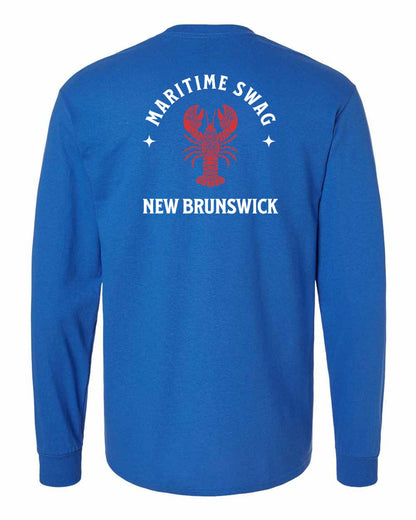 Maritime Swag New Brunswick Mandala Red Lobster Left Chest and Back Long Sleeve Tee
