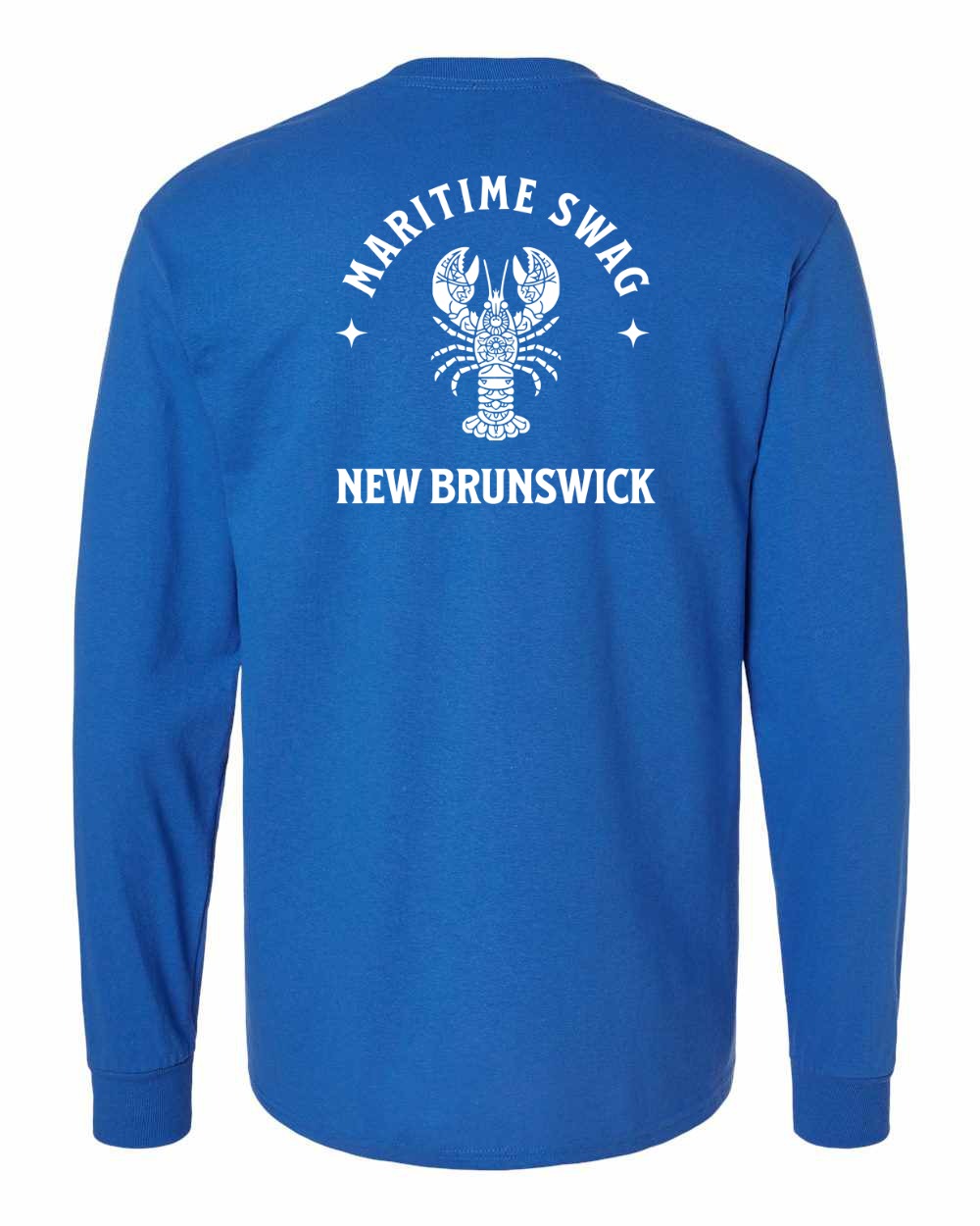 Maritime Swag New Brunswick Mandala white Lobster Left Chest and Back Long Sleeve Tee