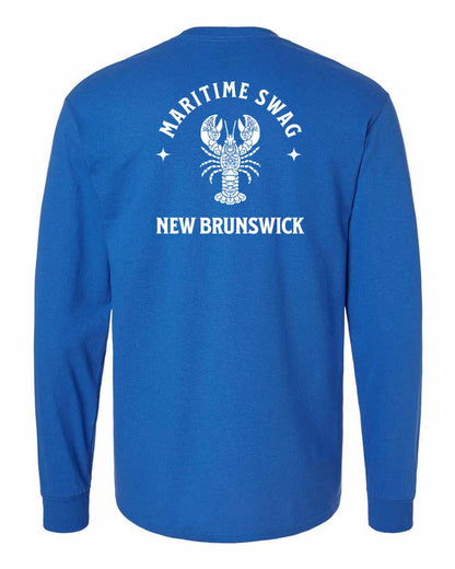 Maritime Swag New Brunswick Mandala white Lobster Left Chest and Back Long Sleeve Tee