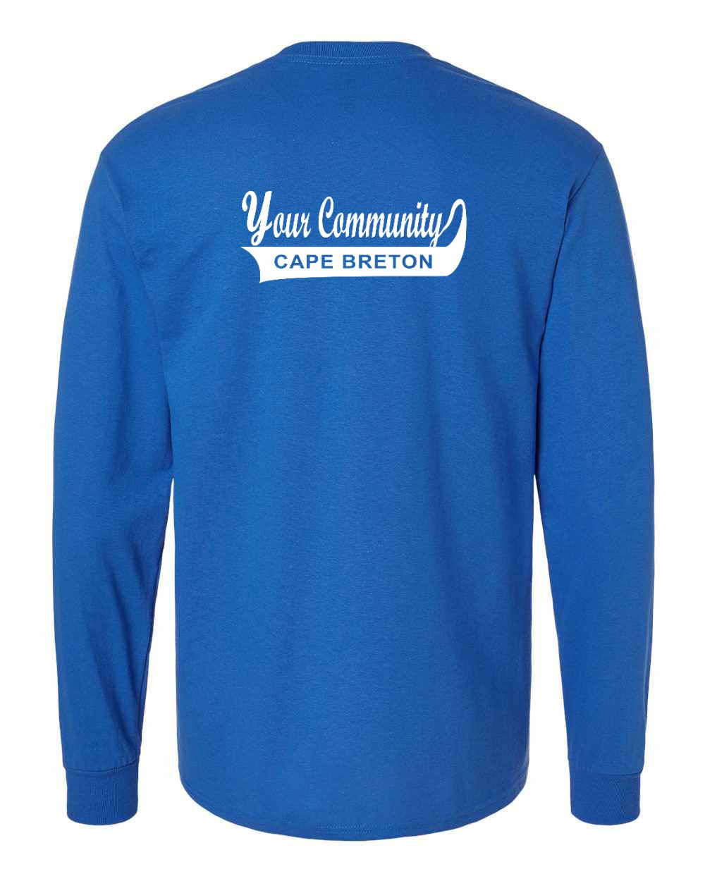 Custom Your Community Swoop (CB) Left Chest and Back Long Sleeve Tee - Unisex