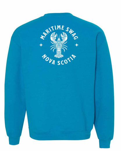 Maritime Swag Nova Scotia Mandala white Lobster Left Chest and Back crew-neck