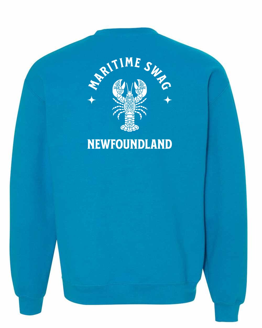 Maritime Swag NFLD Mandala white Lobster Left Chest and Back Crewneck Sweatshirt - Unisex