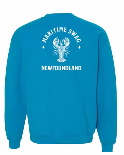 Maritime Swag Newfoundland Mandala white Lobster Left Chest and Back Crewneck Sweatshirt