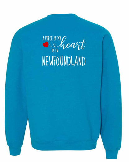 A piece of My heart in Newfoundland (Red Heart) Left Chest and Back Crewneck Sweatshirt