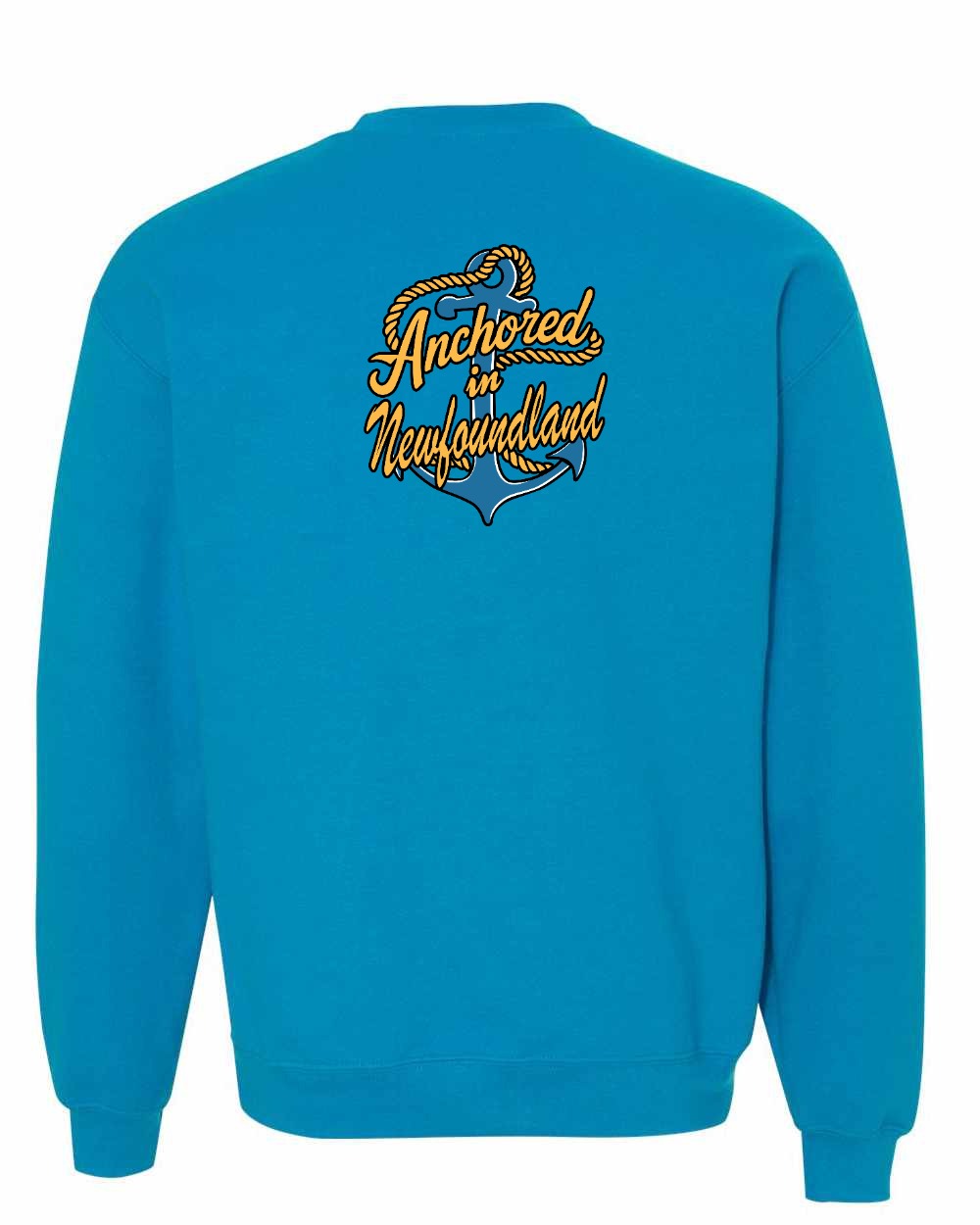 Anchored in NFLD (New Design) Left Chest and Back Crewneck Sweatshirt - Unisex