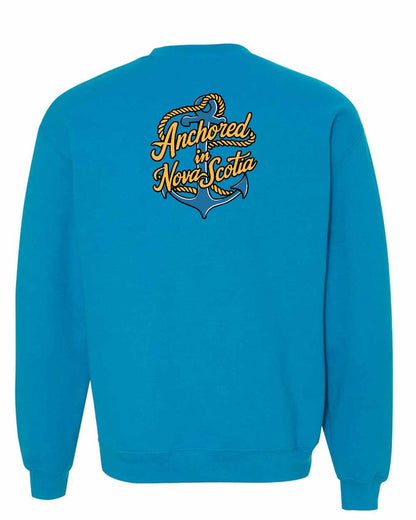 Anchored in Nova Scotia (New Design) Left Chest and Back crew-neck