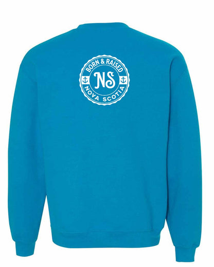 Born & Raised Nova Scotia Left Chest and Back crew-neck