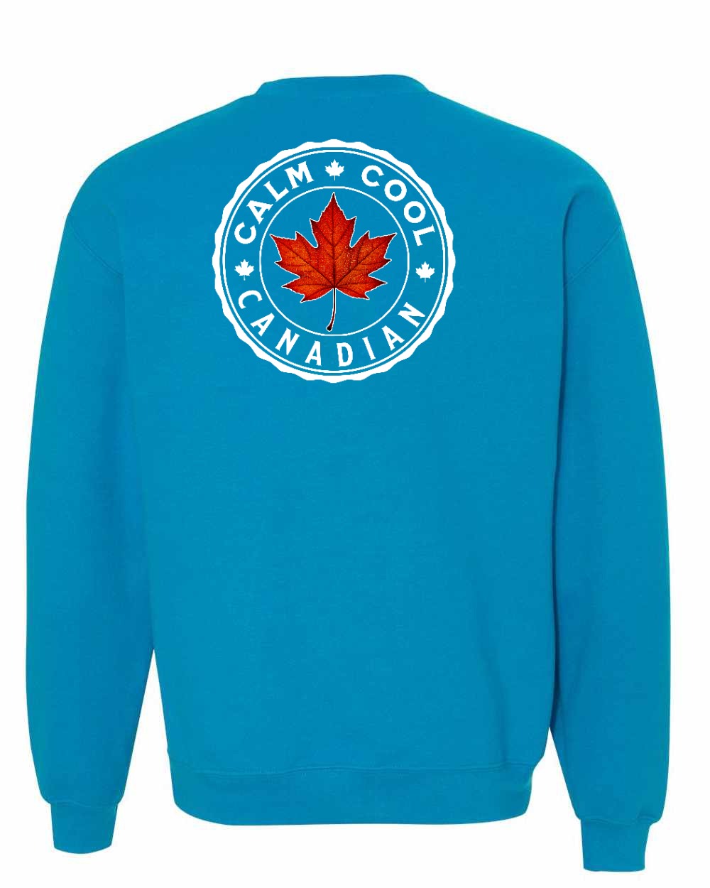 Calm Cool Canadian Leaf Left Chest and Back Crewneck Sweatshirt - Gildan Canada (sewn Internationally) - Unisex