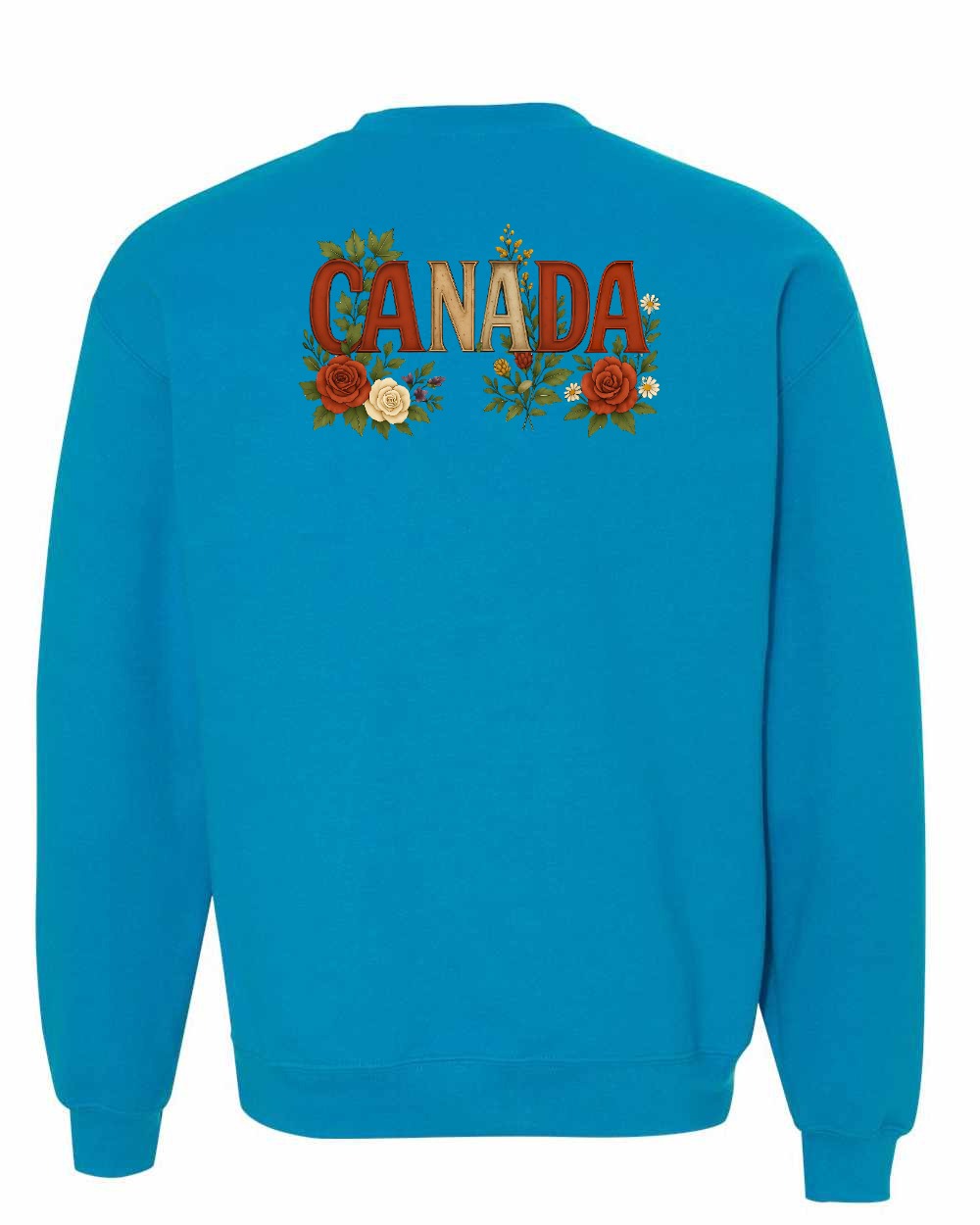 Canada Flowers Left Chest and Back Crewneck Sweatshirt - Gildan Canada (sewn Internationally) - Unisex