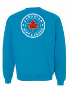 Canadian Born & Rasied Left Chest and Back Crewneck Sweatshirt - Gildan Canada (sewn Internationally) - Unisex