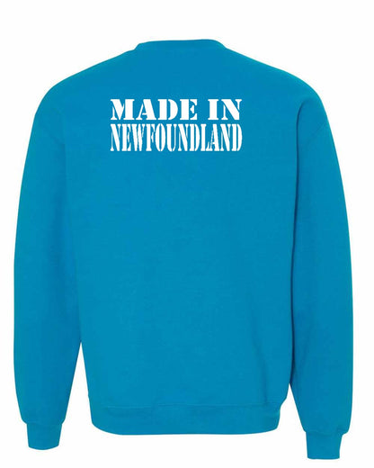 Made In Newfoundland ( White Lettering) Left Chest and Back Crewneck Sweatshirt