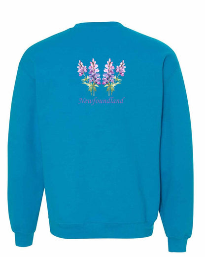 Newfoundland Lupins Left Chest and Back Crewneck Sweatshirt