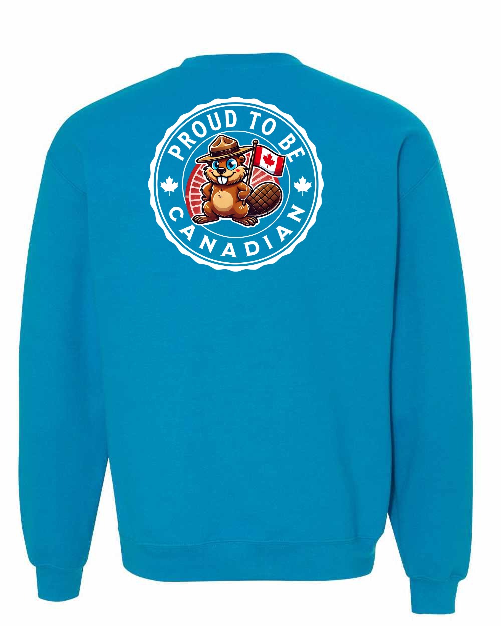 Proud to be Canadian Beaver Left Chest and Back Crewneck