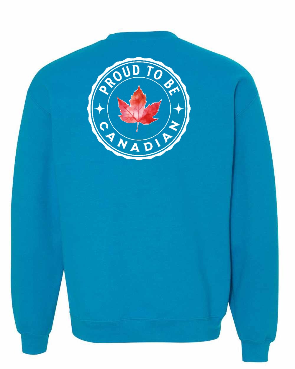 Proud to be Canadian Leaf Left Chest and Back Crewneck Sweatshirt - Gildan Canada (sewn Internationally) - Unisex