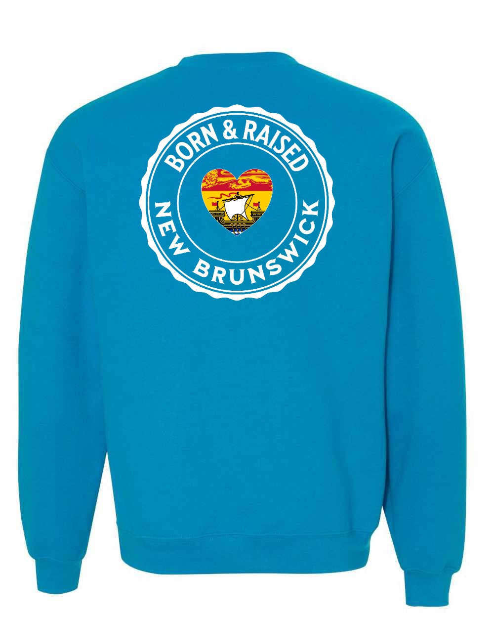Born and Raised NB Heart Flag Left Chest & Back Crewneck Sweatshirt - Unisex
