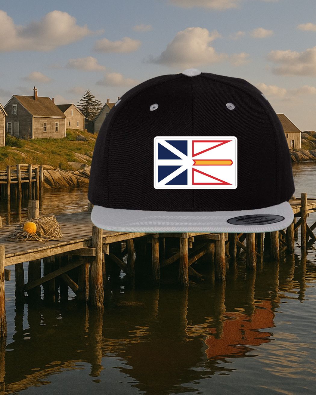 Newfoundland Flag Patch Flat Brim Hat