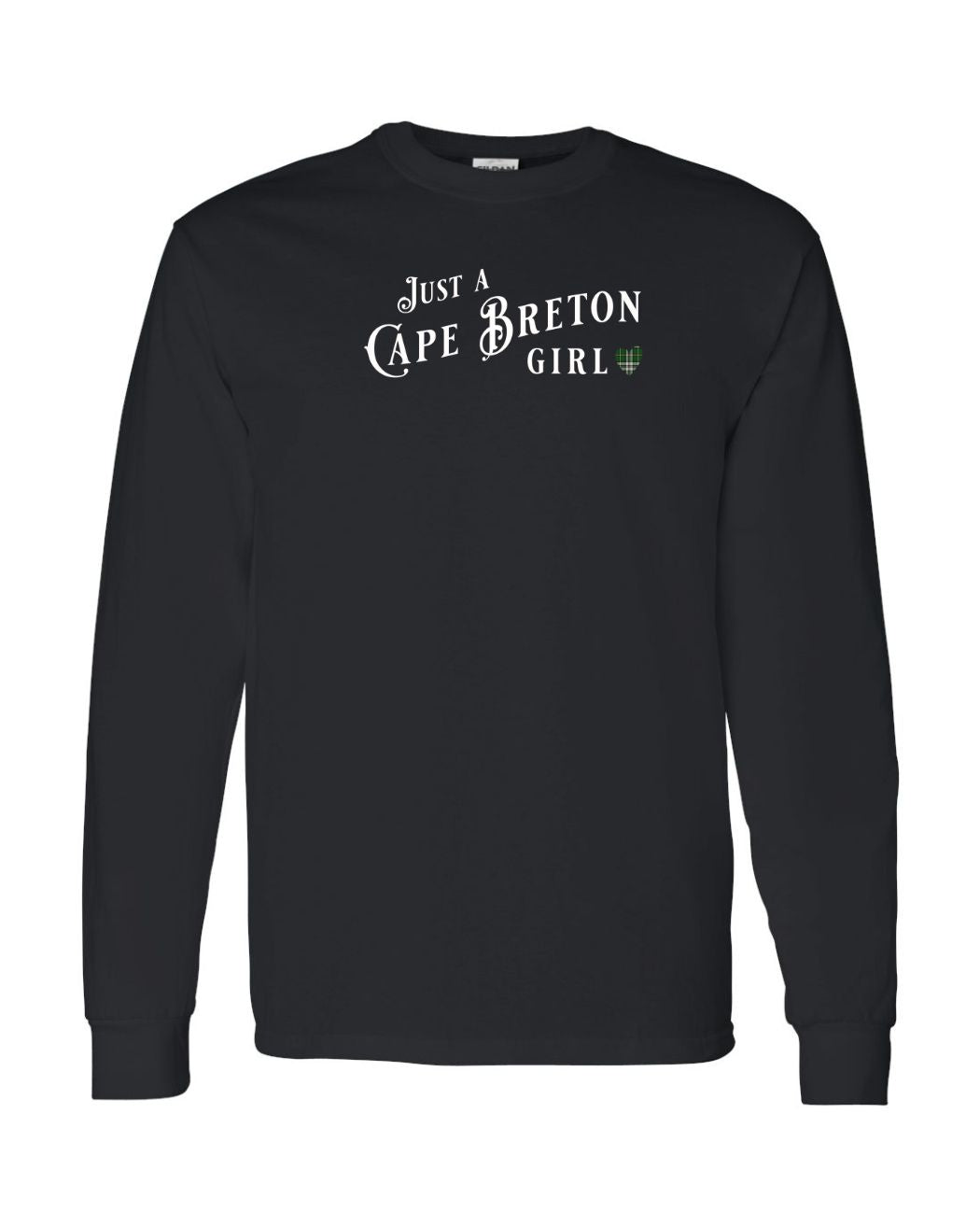 Just a Cape Breton Girl Tartan Left Chest Long Sleeve Tee
