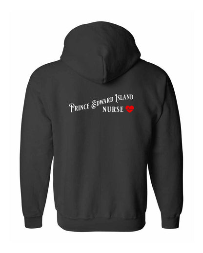 Prince Edward Island Nurse Left Chest and Back Zip Hoodie