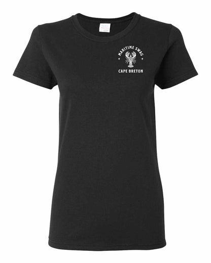 Maritime Swag Cape Breton Mandala white Lobster Left Chest Women's Tee