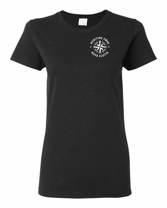Maritime Swag Nova Scotia Compass Left Chest womens-tee