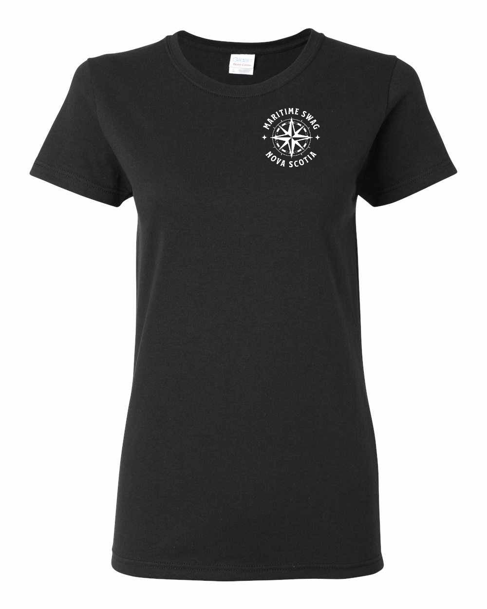 Maritime Swag Nova Scotia Compass Left Chest and Back womens-tee