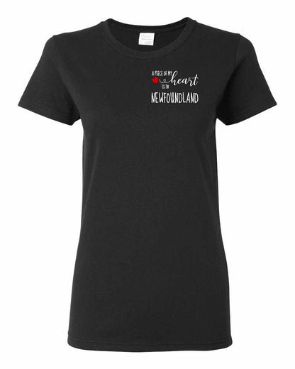 A piece of My heart in Newfoundland (Red Heart) Left Chest and Back Women's Tee