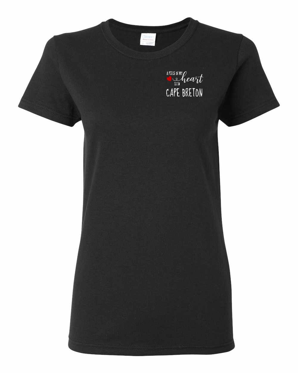 A piece of My heart in Cape Breton (Red Heart) Left Chest and Back Women's Tee