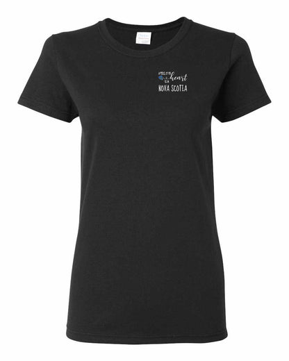 A piece of My heart in Nova Scotia (Tartan Heart) Left Chest and Back womens-tee