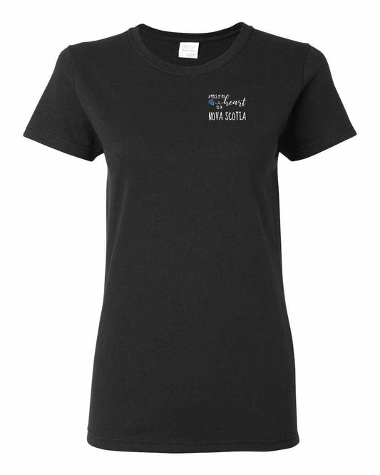 A piece of My heart in Nova Scotia (Tartan Heart) Left Chest and Back womens-tee