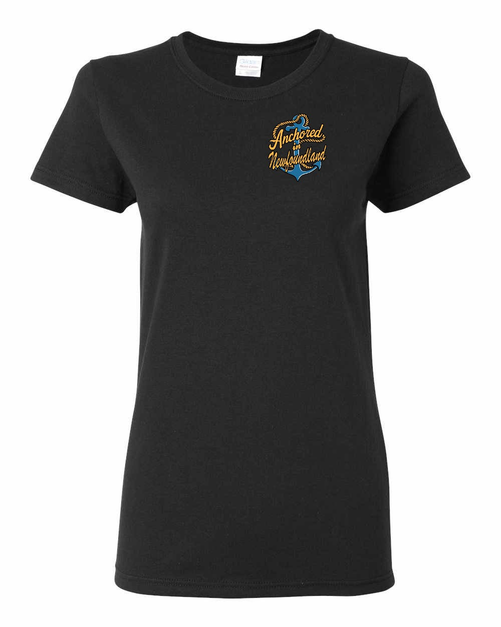 Anchored in Newfoundland (New Design) Left Chest Women's Tee