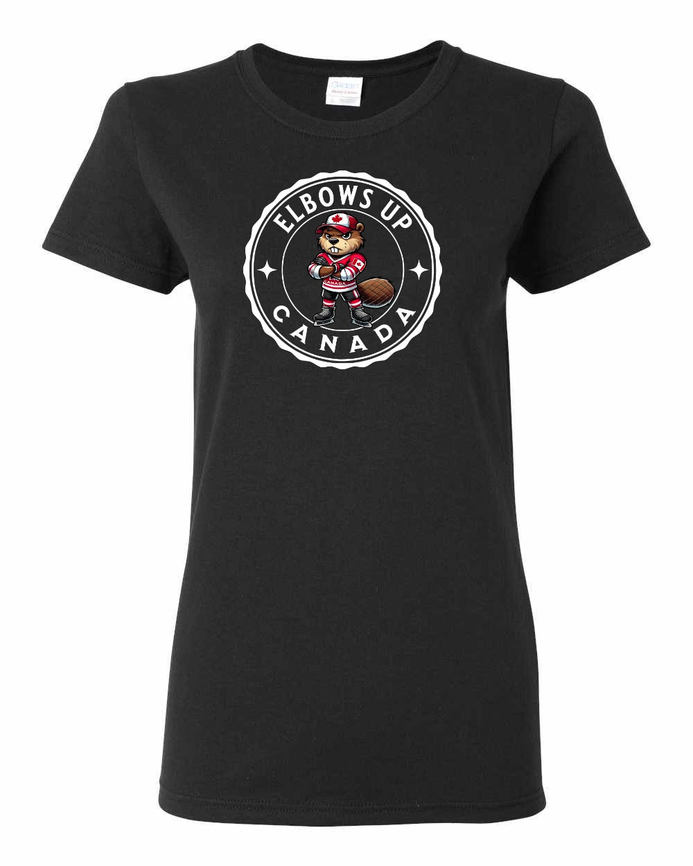 Elbows Up Beaver Women's Tee - Gildan Canada (sewn Internationally)