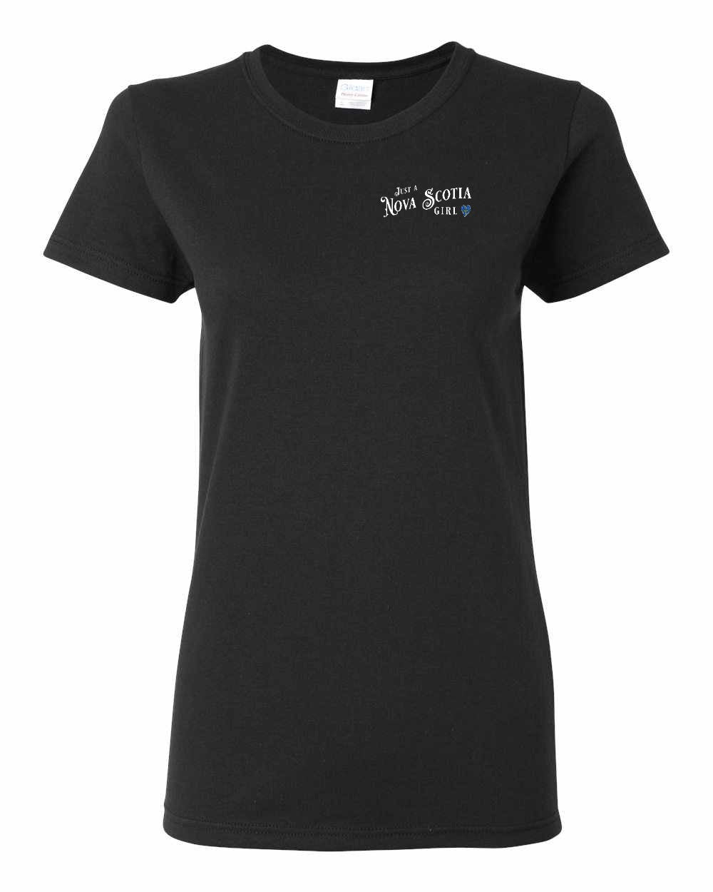 Just a Nova Scotia Girl Tartan Left Chest and Back womens-tee