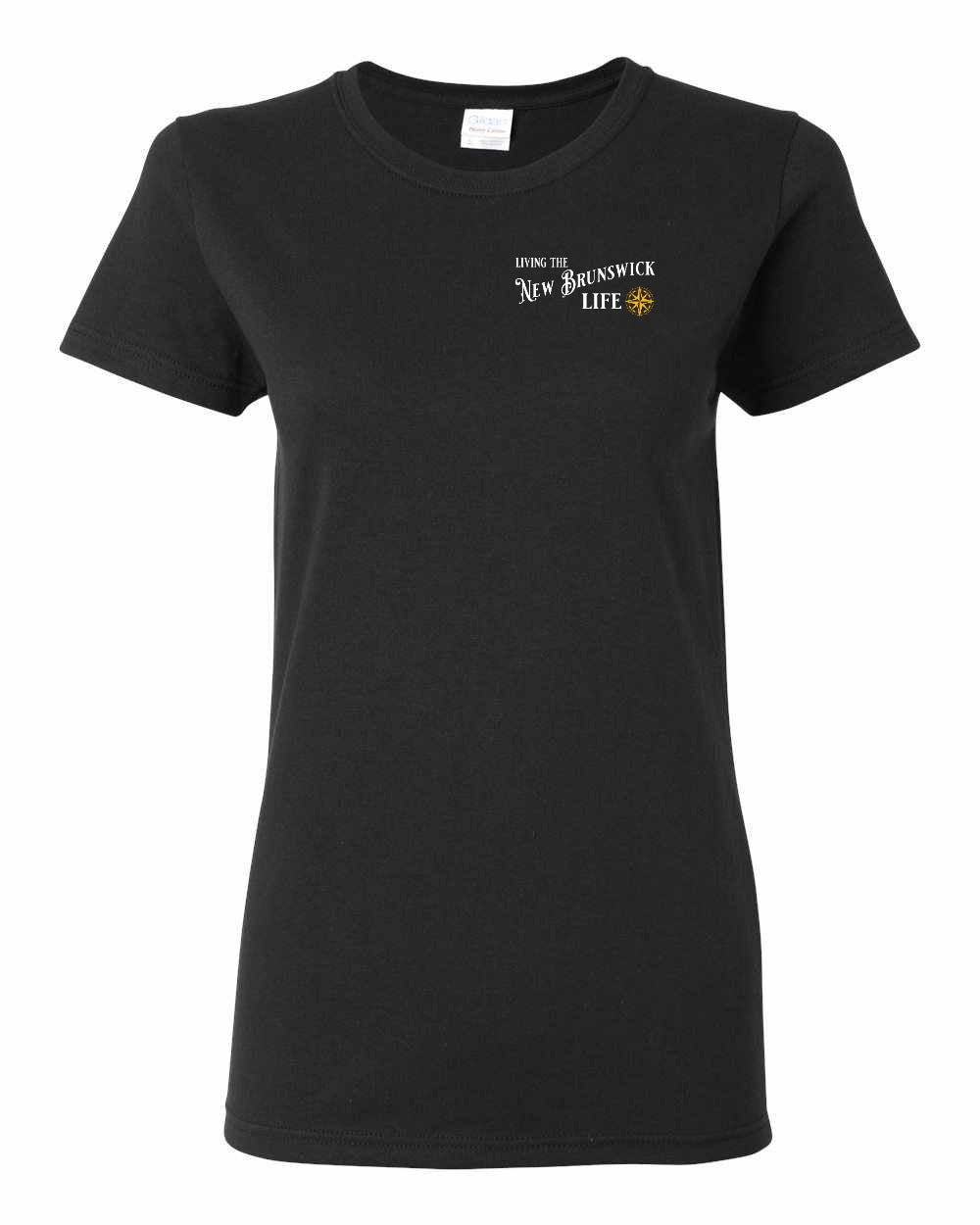Living the New Brunswick Life yellow Left Chest Women's Tee