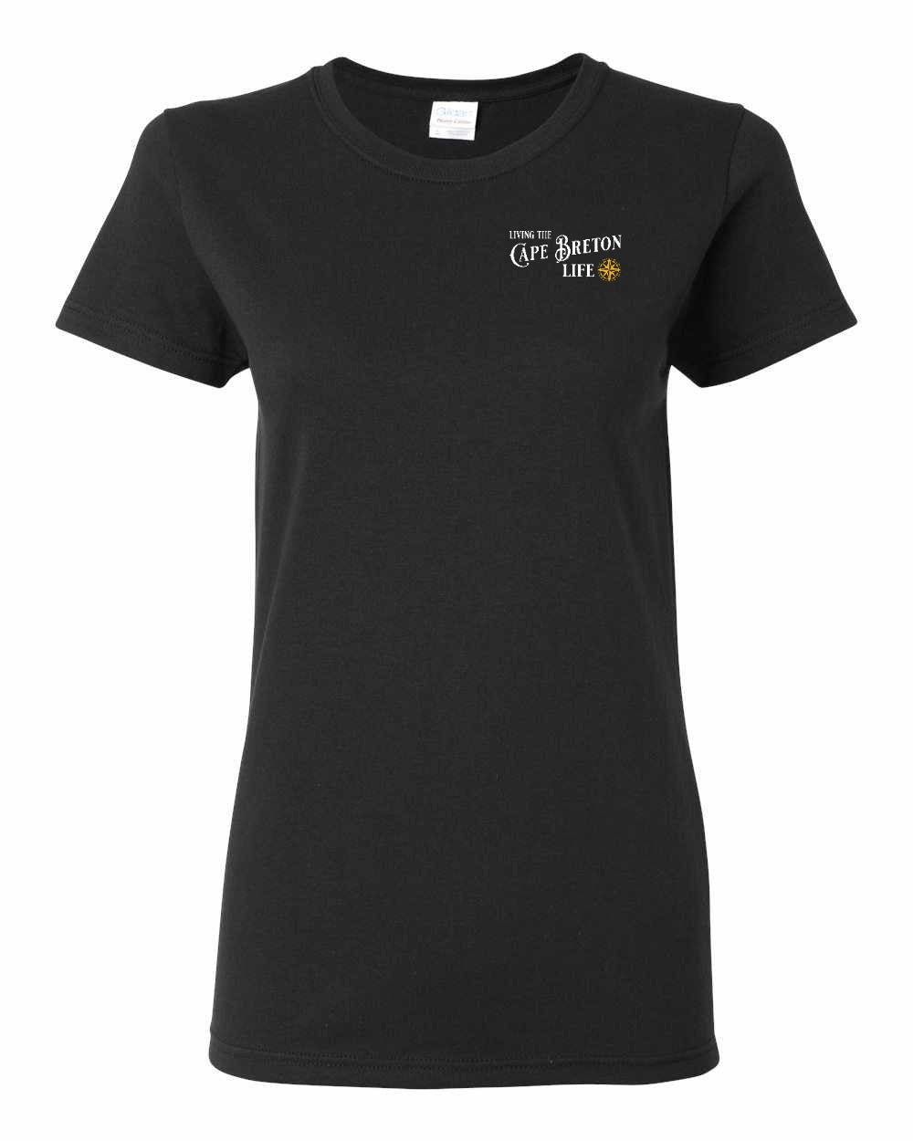 Living the Cape Breton Life yellow Left Chest Women's Tee