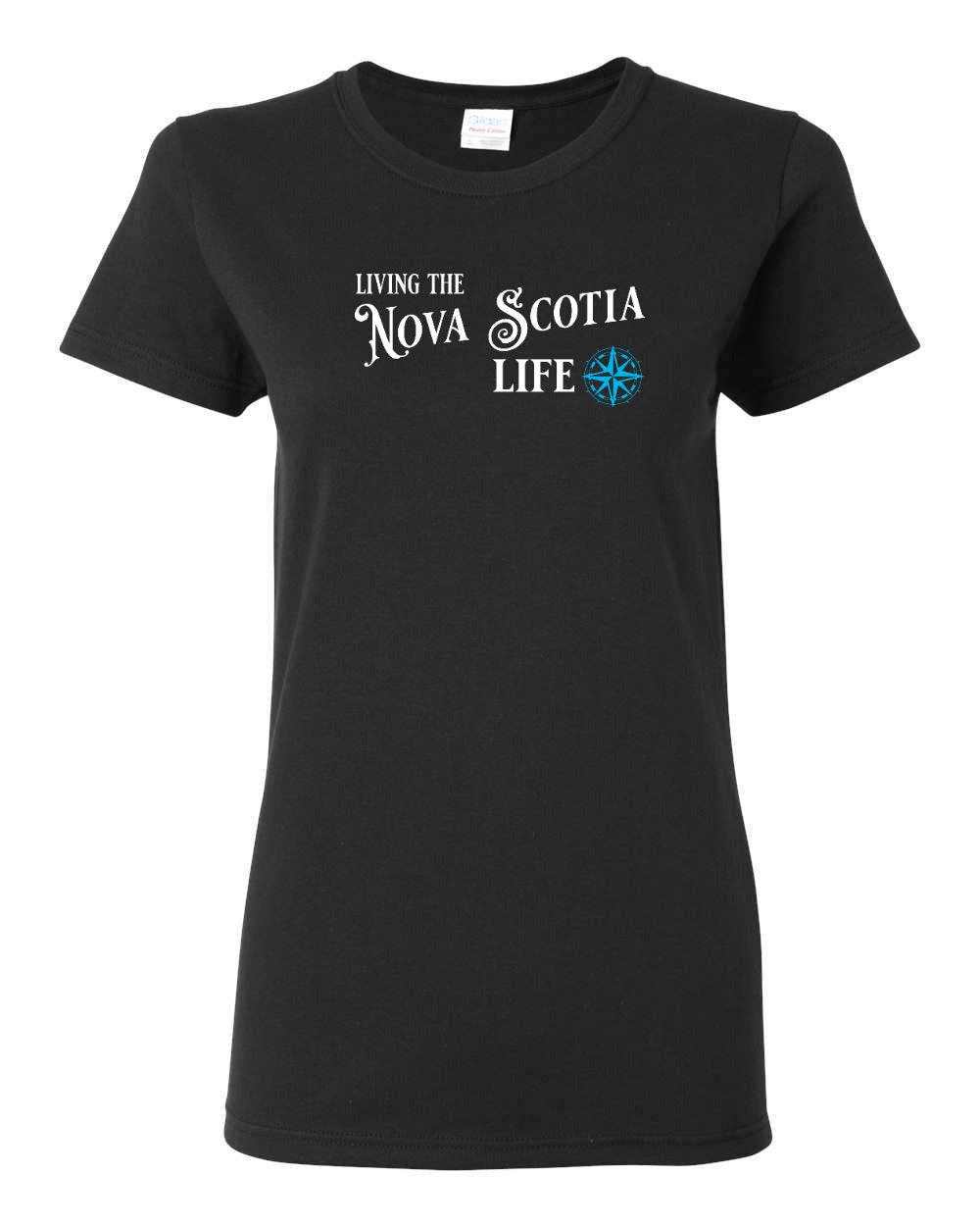 Living the Nova Scotia Life blue Full womens-tee