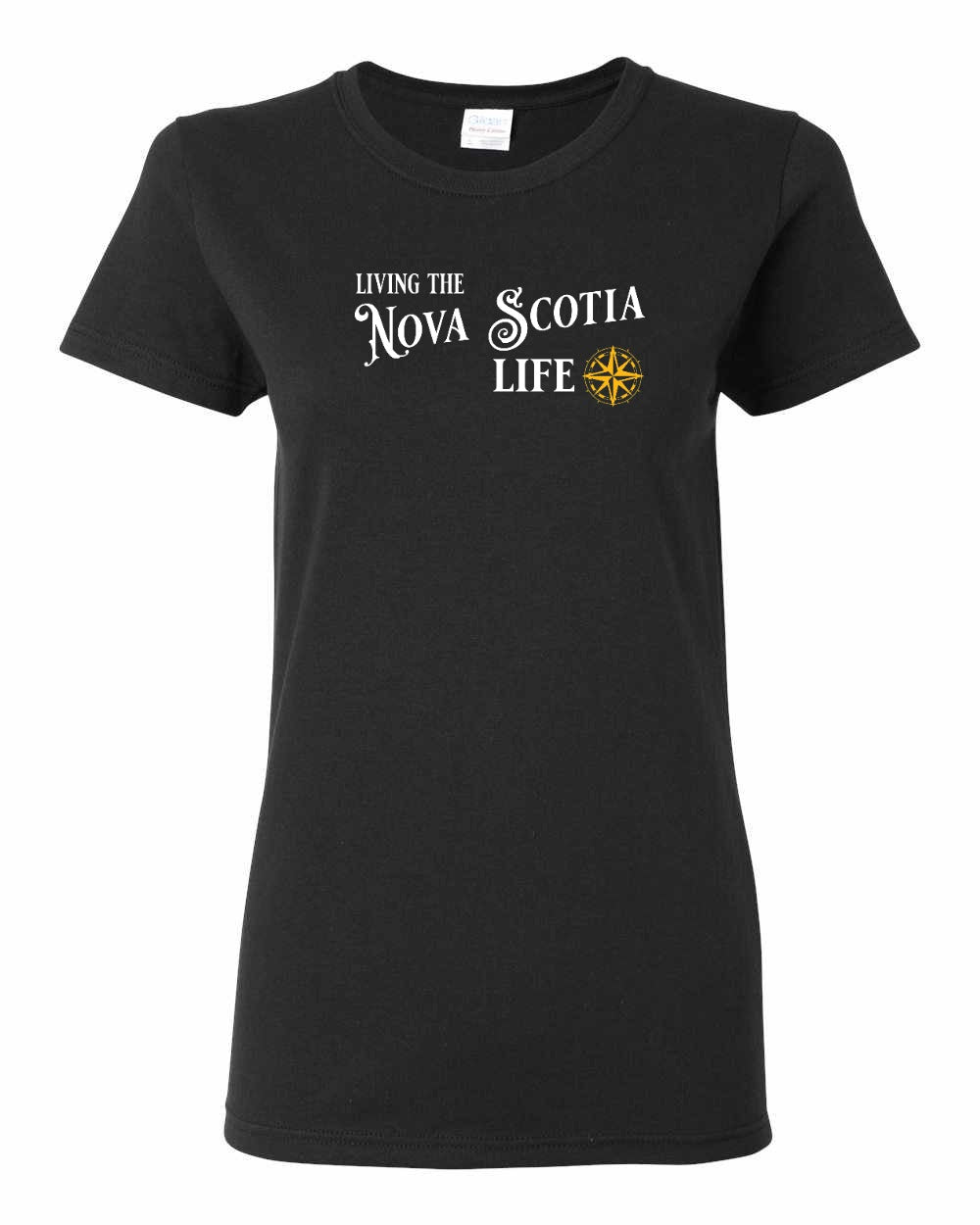 Living the Nova Scotia Life yellow Full womens-tee