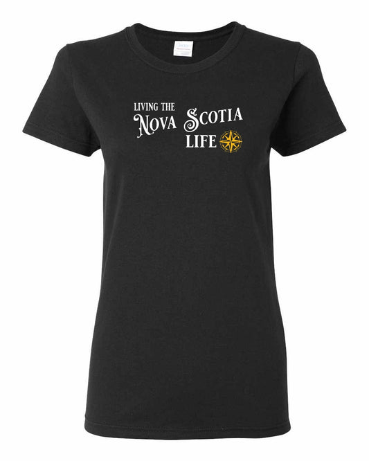 Living the Nova Scotia Life yellow Full womens-tee